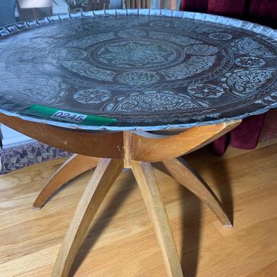 Mid Century Middle Eastern Brass Top Table