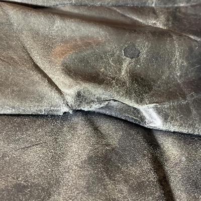 Vintage Distressed Black Leather Sofa