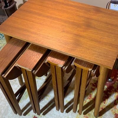 Mid Century Modern Teak TV Table Set