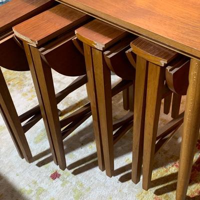 Mid Century Modern Teak TV Table Set