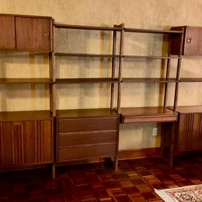 Four bay Mid century Modern modular shelving unit