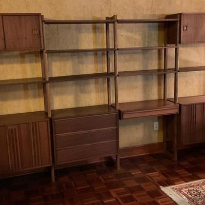 Four bay Mid century Modern modular shelving unit