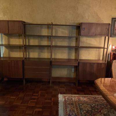 Four bay Mid century Modern modular shelving unit