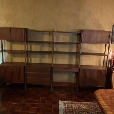 Four bay Mid century Modern modular shelving unit