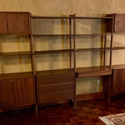 Four bay Mid century Modern modular shelving unit