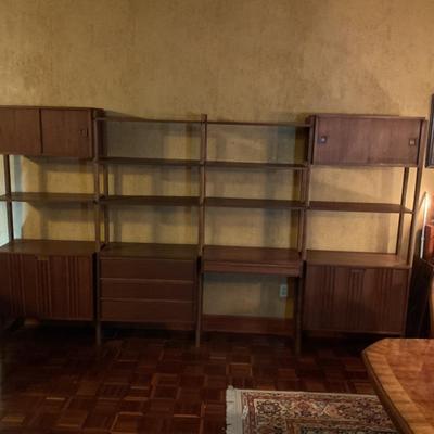Four bay Mid century Modern modular shelving unit
