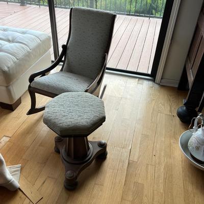 Small Upholstered Rocking Chair & Stool (LR-JS)