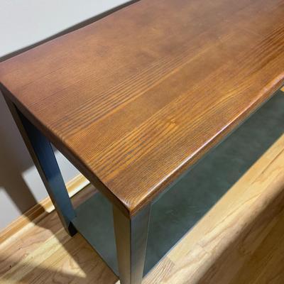 Sofa Table Thick Wood Top - Metal Lower Shelf