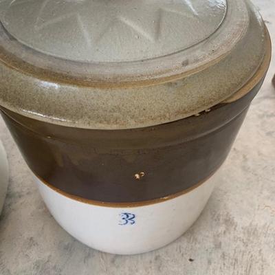 3 Large Stoneware Crocks 3 - 6 - 10 Gallon