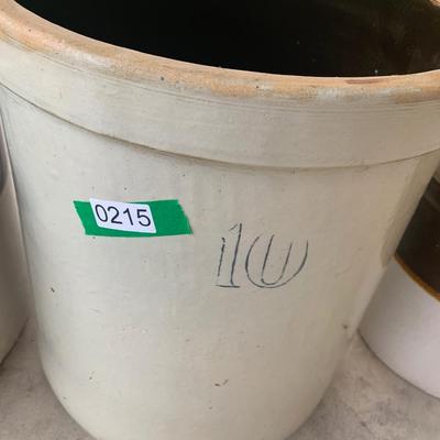 3 Large Stoneware Crocks 3 - 6 - 10 Gallon