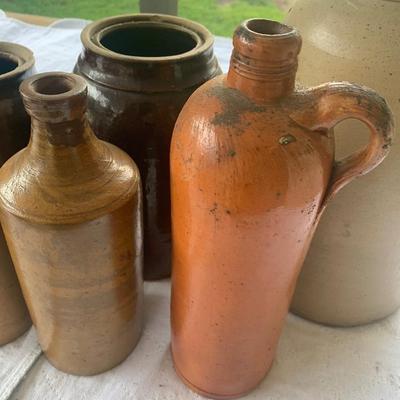 Antique Stoneware Lot Tobaccos Beers Crocks