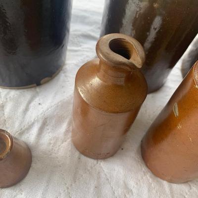 Antique Stoneware Lot Tobaccos Beers Crocks