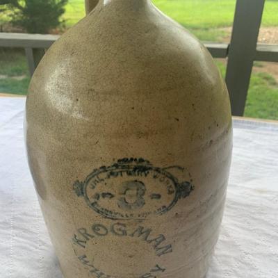 Antique Krogman Whiskey Crock Evansville Indiana
