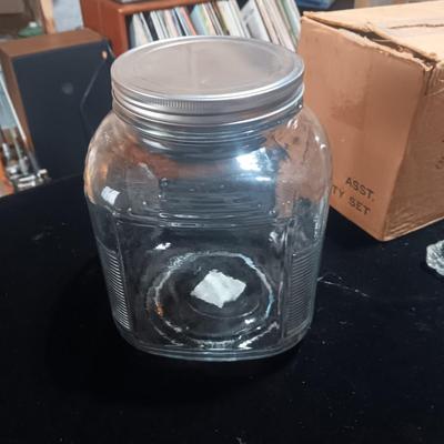 '50'S GLASS JAR, 4 SETS OF LUNCHEON PLATES W/CUPS, COASTERS