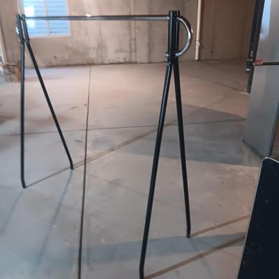 GARMENT RACK, FOLDING CARD TABLE, LAUNDRY BASKET AND BATH RUG