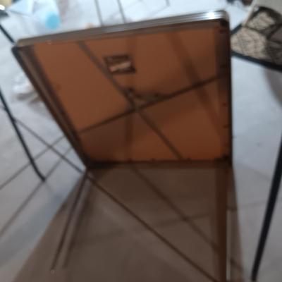 GARMENT RACK, FOLDING CARD TABLE, LAUNDRY BASKET AND BATH RUG