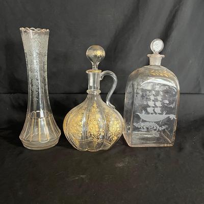 Gilt Decorated Glass Decanters & More (DR-MK)
