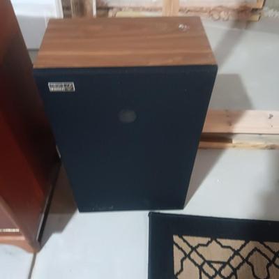RECORD CABINET & FISHER STEREO W/SPEAKERS