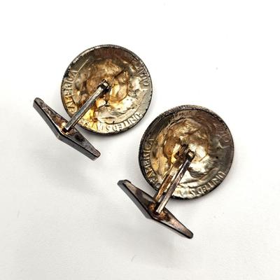 Lot #116 1958 Quarters turned into Cufflinks - Repousse style