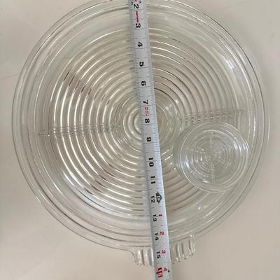 Anchor Hocking Manhattan Clear Large Platter and 4 coasters, Art Deco Ribbed glass