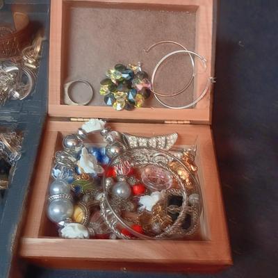2 SMALLER BOXES FILLED WITH COSTUME JEWELRY