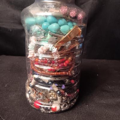 JAR FULL OF COSTUME JEWELRY