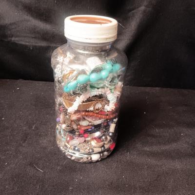 JAR FULL OF COSTUME JEWELRY