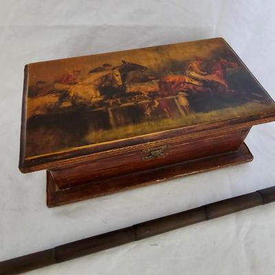 Equine Themed Wood Box & Riding Crop (LR-JS)