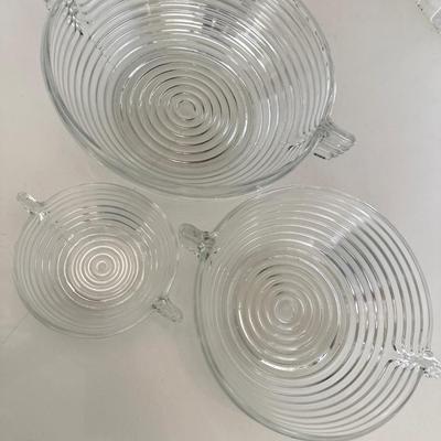 Anchor Hocking Manhattan glass set of 3 bowls Graduating sizes