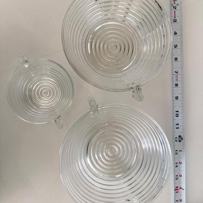 Anchor Hocking Manhattan Clear Set of 3 Bowls Art Deco ribbed glass Graduating sizes Lot 2