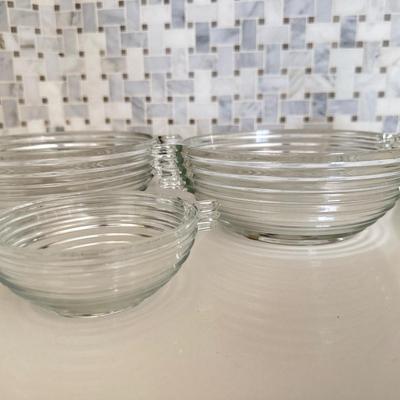 Anchor Hocking Manhattan Clear Set of 3 Bowls Art Deco ribbed glass Graduating sizes Lot 2