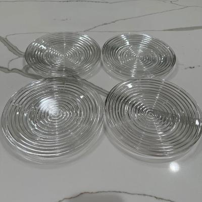 Anchor Hocking Manhattan Clear Set of 4 plates Art Deco ribbed glass