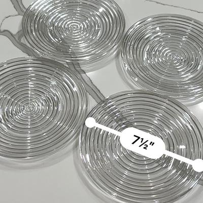 Anchor Hocking Manhattan Clear Set of 4 plates Art Deco ribbed glass