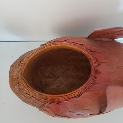 Nantucket Woven Handled Basket, Unique Bird Basket and Wicker Rattle (DR-KD)