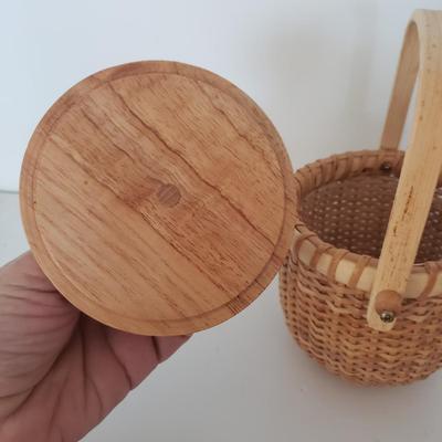 Nantucket Woven Handled Basket, Unique Bird Basket and Wicker Rattle (DR-KD)