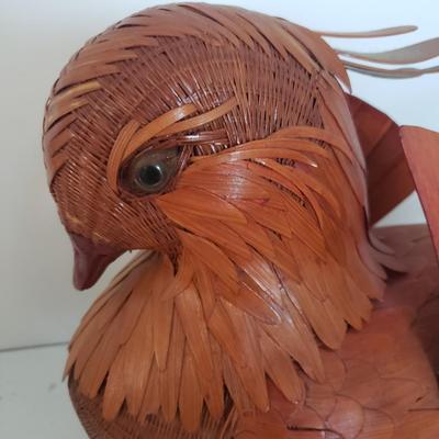 Nantucket Woven Handled Basket, Unique Bird Basket and Wicker Rattle (DR-KD)