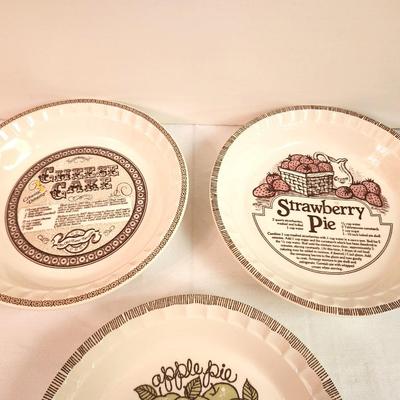Lot #123 Lot of 3 Jeanette Glass Company vintage Recipe Pie Plates
