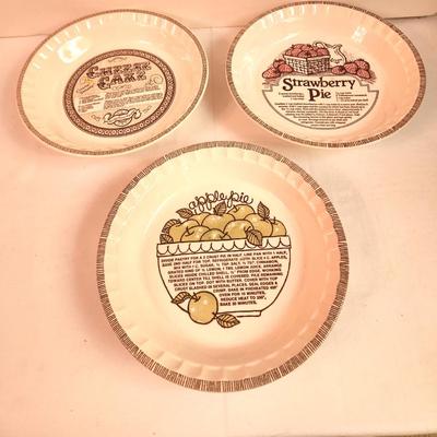 Lot #123 Lot of 3 Jeanette Glass Company vintage Recipe Pie Plates