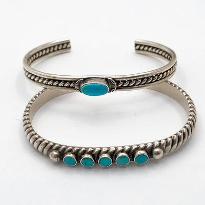 Two Vintage Sterling Silver Cuff Bracelets 36.8gr