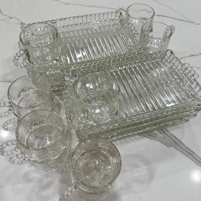 Mid Century Glass Sip Snack Trays- Pieces