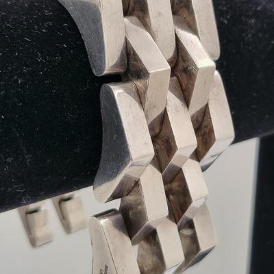 Ambriz Modernist Wide Sterling Silver Mexico Bracelet 116gr