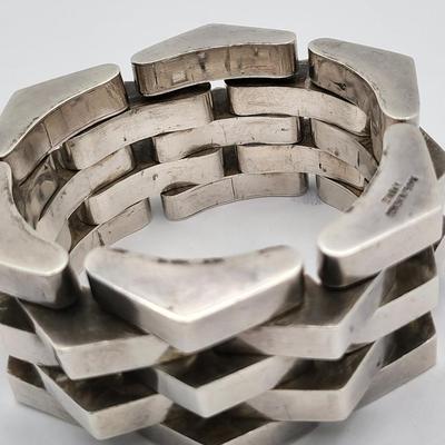 Ambriz Modernist Wide Sterling Silver Mexico Bracelet 116gr