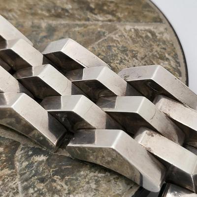 Ambriz Modernist Wide Sterling Silver Mexico Bracelet 116gr