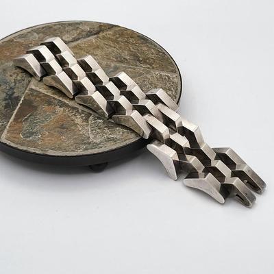Ambriz Modernist Wide Sterling Silver Mexico Bracelet 116gr