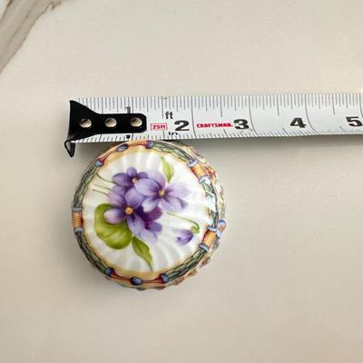 Small Limoges Box with Pansies