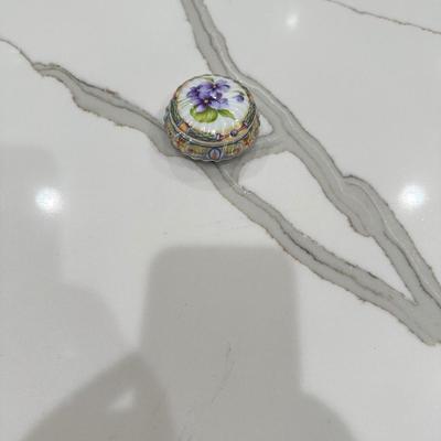 Small Limoges Box with Pansies