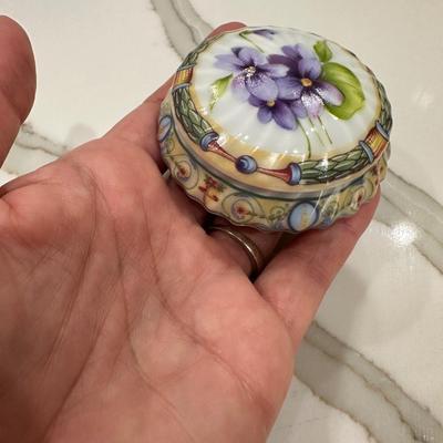 Small Limoges Box with Pansies