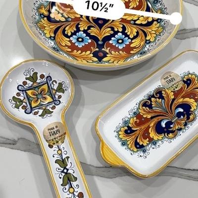 Italian dinner ware. Bowl, platter and spoon rest.