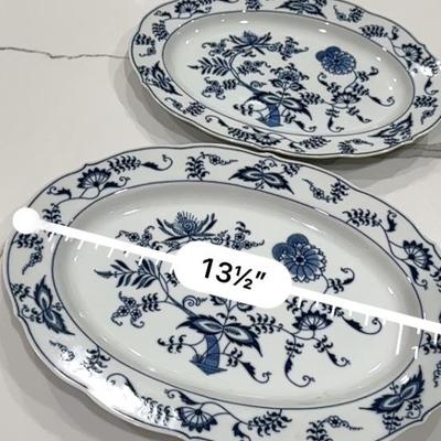 Vintage Blue Danube Blue Onion Pattern Oval Serving Platter/ Dish Made In Japan