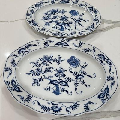 Vintage Blue Danube Blue Onion Pattern Oval Serving Platter/ Dish Made In Japan